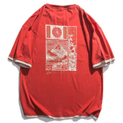 Faxien Japanese Retro Short Sleeve T-shirt Men\'s Summer Vacation