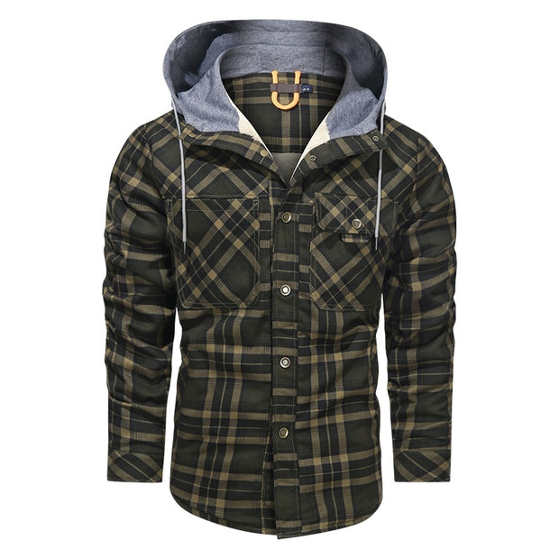 Men Warm Jacket Fleece Thick Men Slim Fit Hooded Jackets