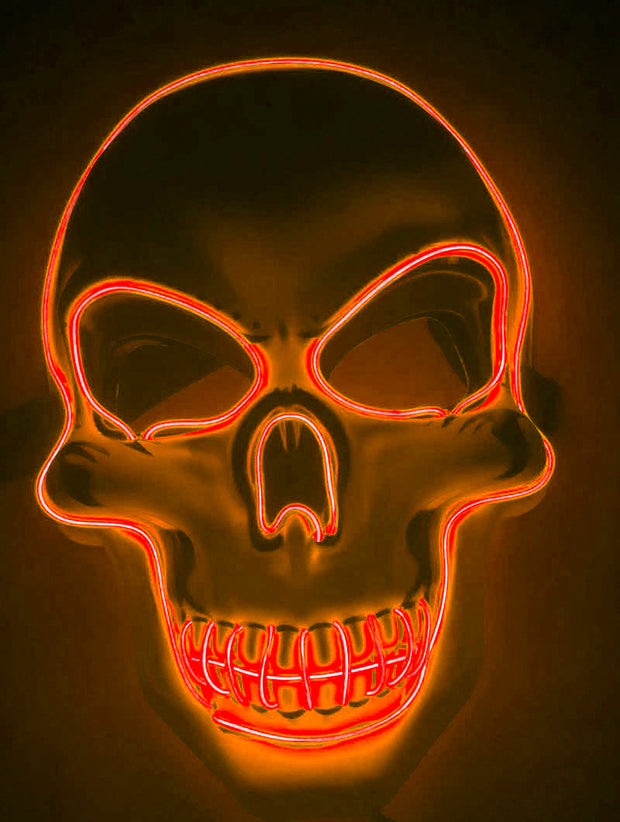 halloween skeleton mask led glow scary mask