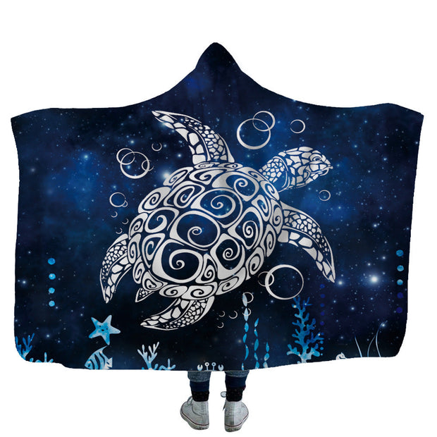Home children shark tortoise crab hooded blanket