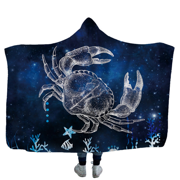 Home children shark tortoise crab hooded blanket
