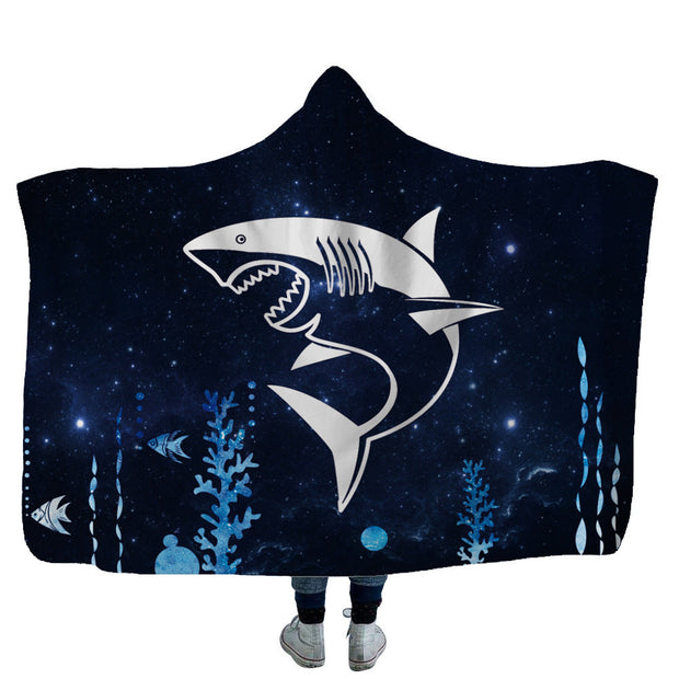 Home children shark tortoise crab hooded blanket
