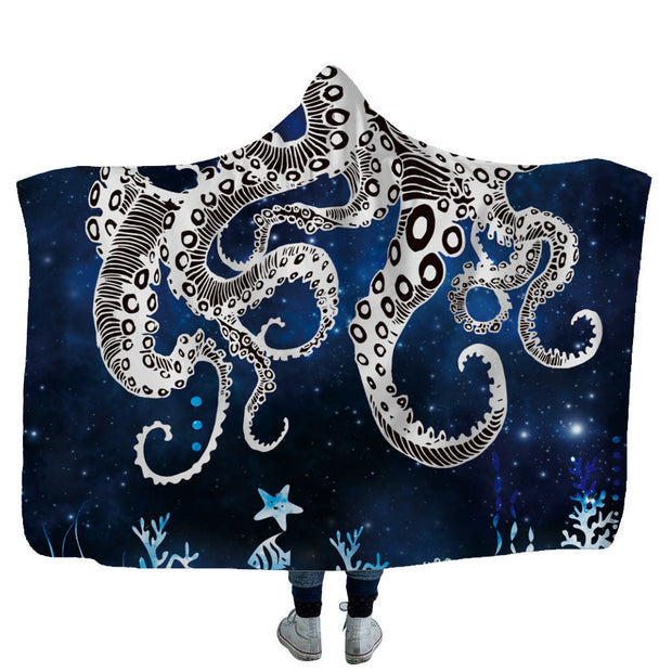 Home children shark tortoise crab hooded blanket