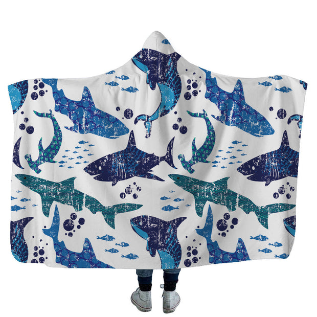 Home children shark tortoise crab hooded blanket
