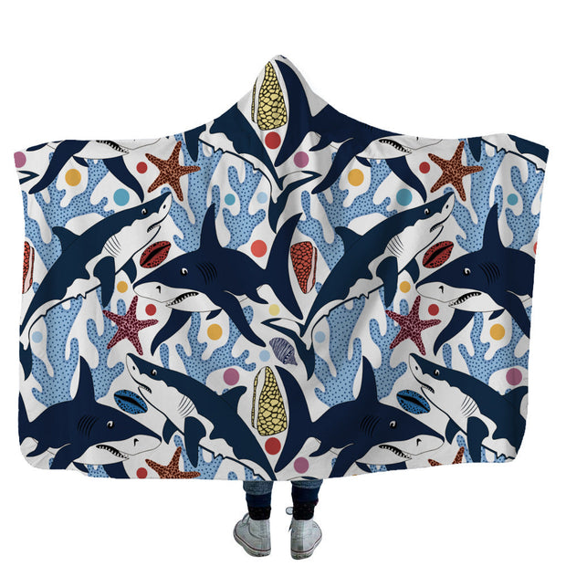 Home children shark tortoise crab hooded blanket