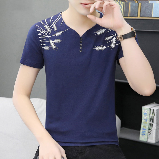 Summer New Men"s Short Sleeve T-Shirt Chao Brand Foreign Trade Pure Color Cotton Large Men"s Sports T-Shirt Wholesale