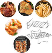 Stainless Steel Double-layer Grill Rack Steamer Air Fryer Accessories Rectangular Barbecue Grill