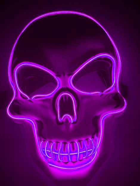 halloween skeleton mask led glow scary