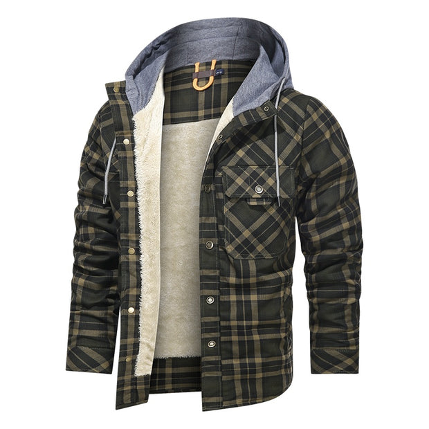 Men Warm Jacket Fleece Thick Men Slim Fit Hooded Jackets