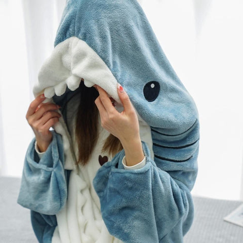 cartoon shark sleeping bag pajamas