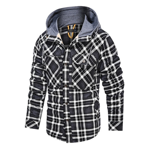 Men Warm Jacket Fleece Thick Men Slim Fit Hooded Jackets