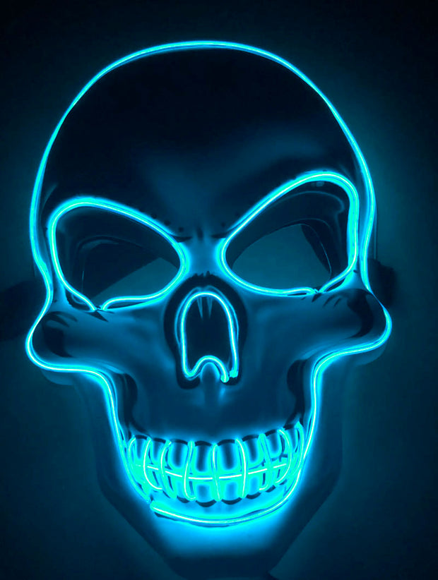 halloween skeleton mask led glow scary