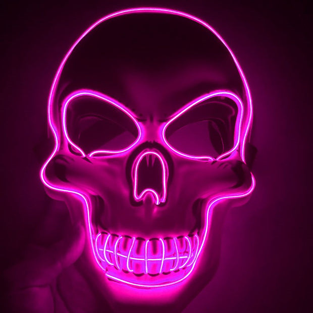 halloween skeleton mask led glow scary