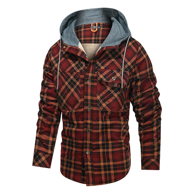 Men Warm Jacket Fleece Thick Men Slim Fit Hooded Jackets