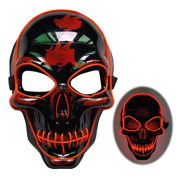 halloween skeleton mask led glow scary mask